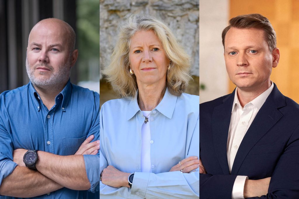 Porträttbilder på Sven-Olov Daunfeldt, chefsekonom Svenskt Näringsliv, Kerstin Hallsten, chefekonom Industriarbetsgivarna och Erik Spector, chefekonom Teknikföretagen.